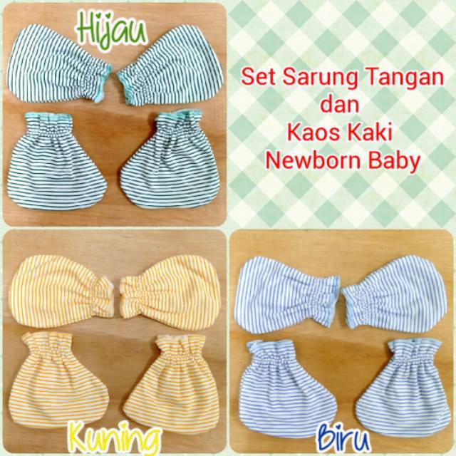 3 Set Sarung Tangan  Kaos  Kaki NB Renda  motif Salur 