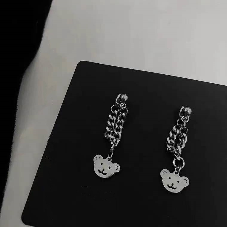 Anting Rantai Desain Beruang Gaya Korea Hip Hop