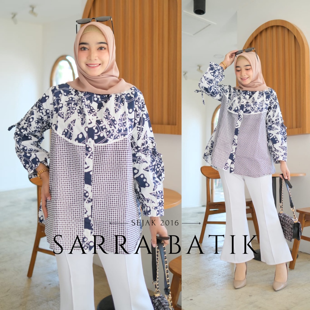 Blus Jumbo Kombinasi Asoka Batik Lonceng Kombi Batik Modern Casual Kerja Kantor Muslim Pesta Big Size Pesta Kondangan Kuliah