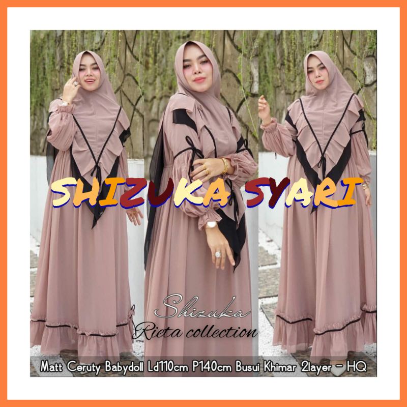 FASHION MUSLIM WANITA GAMIS SYARI SHIZUKA SYARI CERUTY POLOS TERLARIS 2022 MURAH