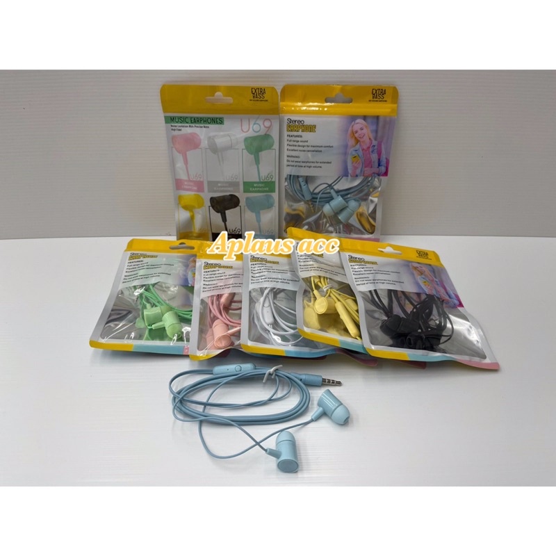 Handsfree headset Earphone Macaron + Mic U69