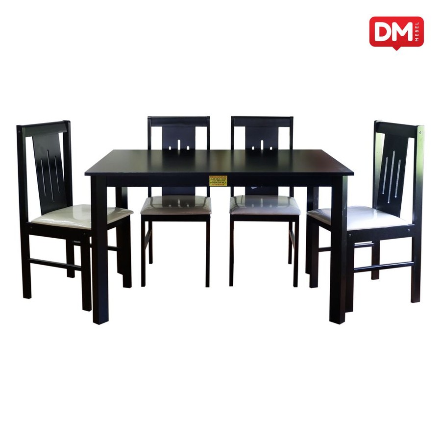 Meja Makan HONEY WOOD DT PLAIN 4 KURSI - DM Mebel