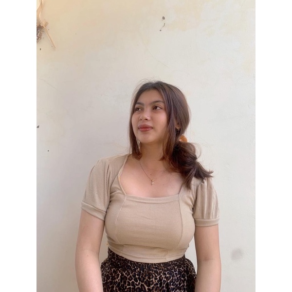 Crop Top Wanita Velicia Katun Rib Premium Fit M