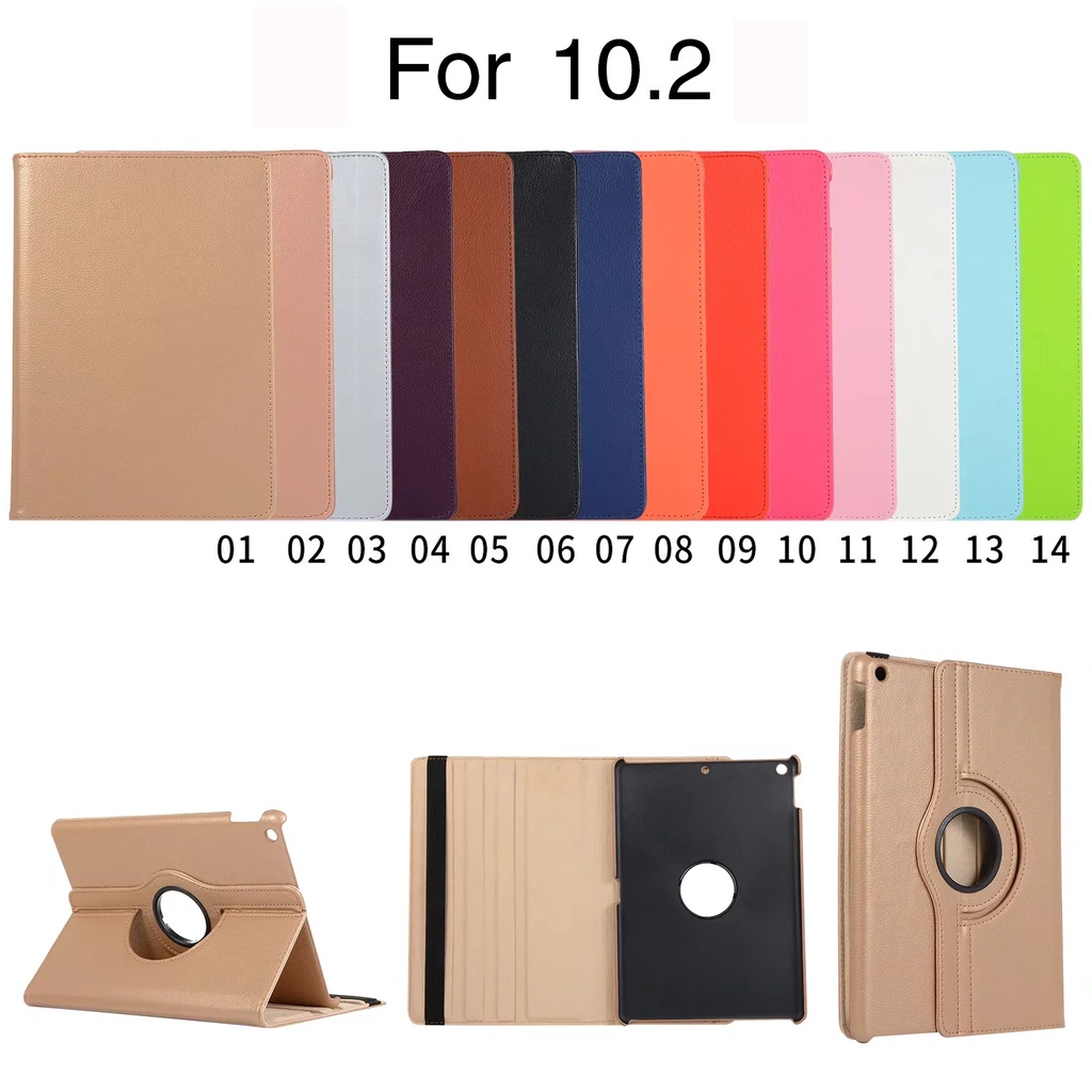 For iPad 10.2 (2021 / 2020 / 2019) Tablet Flip Casing For iPad 10.2-inch 9th 8th 7th Generation A2603 A2604 A2428 Fashion 360° Rotating Stand Leather Case Penutup Pelindung Shockproof