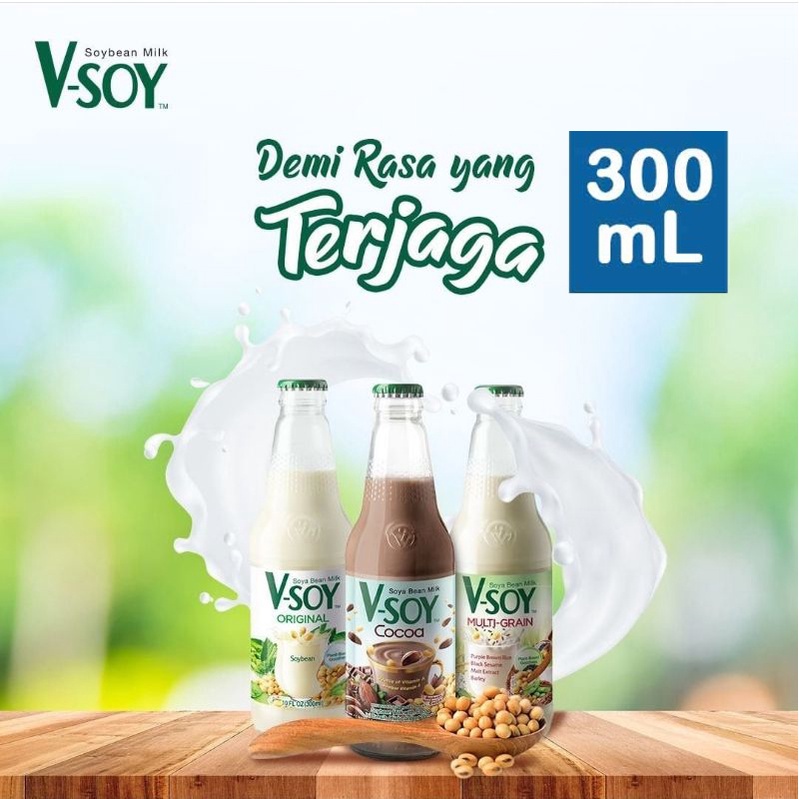 

VSoy susu kedelai botol kaca beling 300ml 300 ml V-Soy soya soy milk