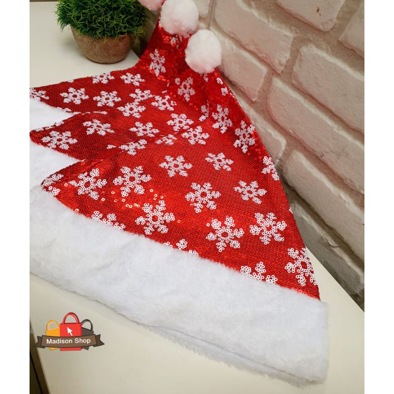 TOPI NATAL MOTIF MOTE CHRISTMAS HAT GLITTER