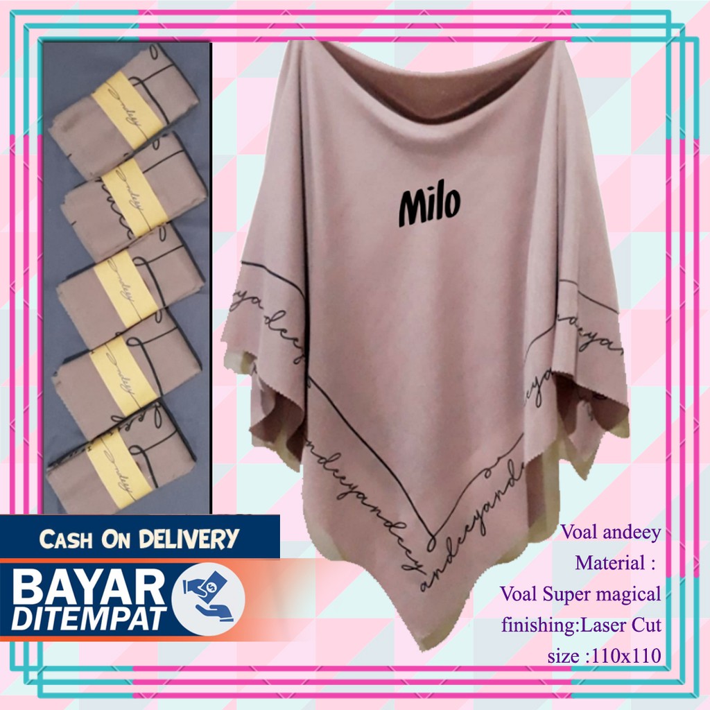 JILBAB SEGIEMPAT POLOS VOAL SUBLIME  PREMIUM LASER CUT BISA COD Warna MILO HIJAU CREAM COKLAT PEACH