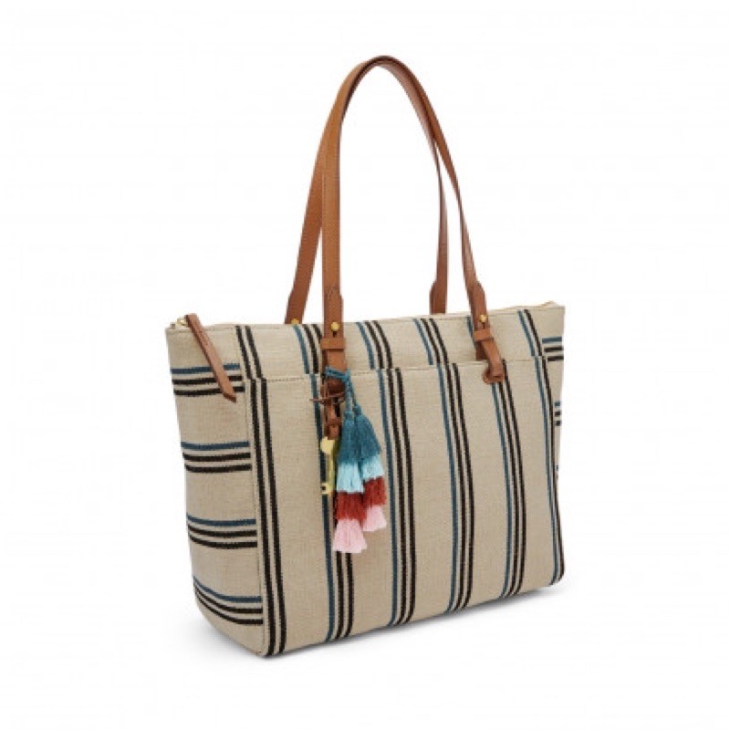 FOSSIL BAG Rachel Tote Caribbean Stripd NEW MINUS BAG