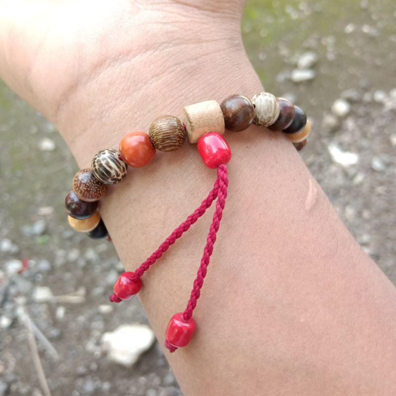 Gelang Kayu Kombinasi 12 Kayu Langka Nusantara Size 8mm