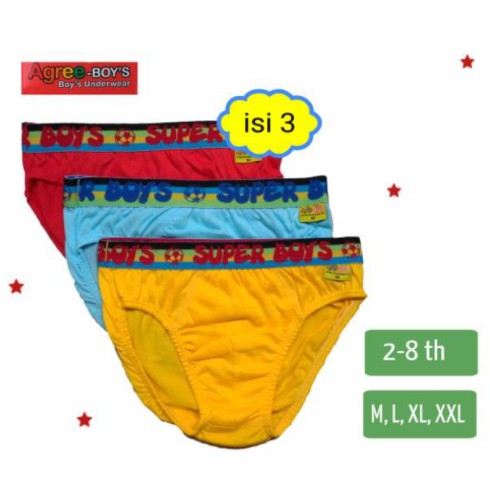 (ISI 3PCS) CELANA DALAM ANAK LAKI AGREE AG200 SIZE M-XXL / CD AGREE KIDS / CD ANAK AGREE / ANAK LAKI