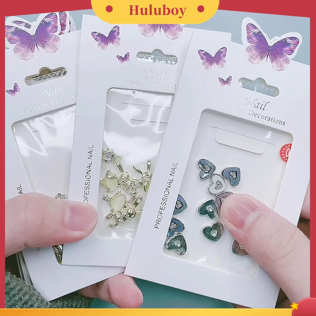 Huluboy Huluboy♡ 1 Kantong Ornamen Pita Aurora Coating AB Coating Bahan Alloy Aneka Bentuk Untuk Dekorasi Nail Art Wanita