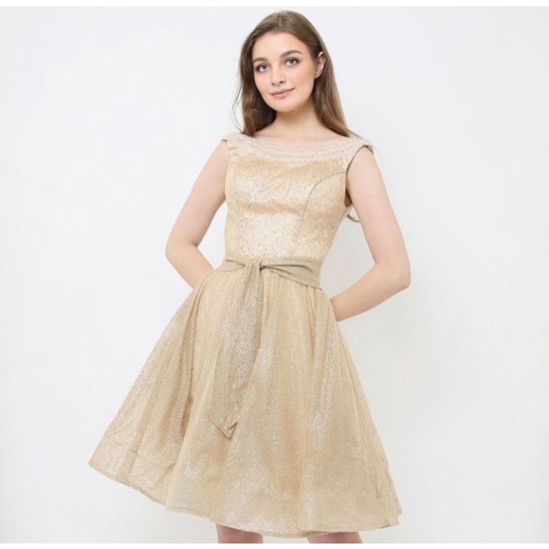 CECILIA DRESS GOLD SEQUIN PITA DRESS GOLD MURAH  DRESS WANITA GOLD GLITTER PREMIUM