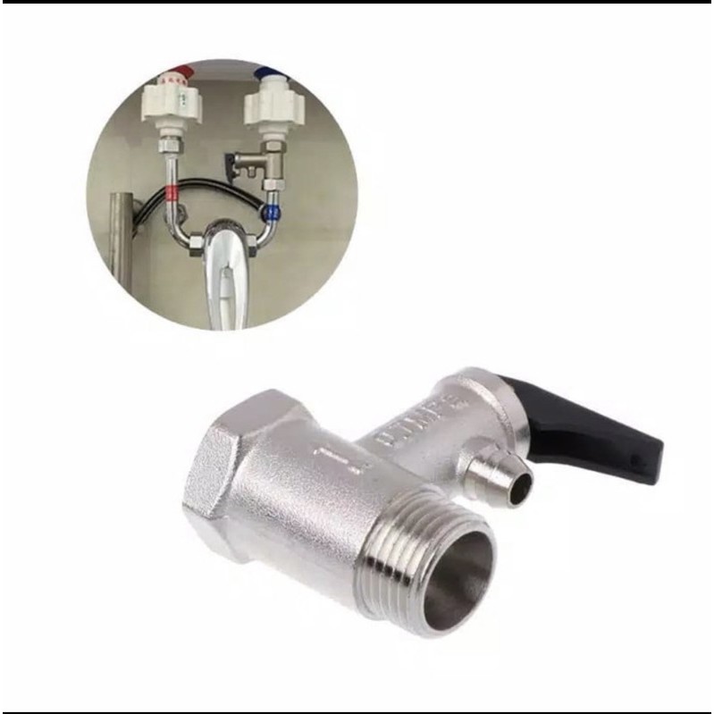 Safety valve Kuningan- klep pengaman air water heater safeti valve pemanas air brass nepel fititing spare part heater panas dingin /X33