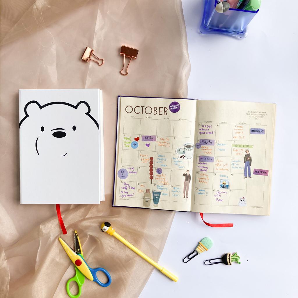 Buku Catatan lucu Notebook Agenda, Polos dan dotted We Bare Bears Ice Bear