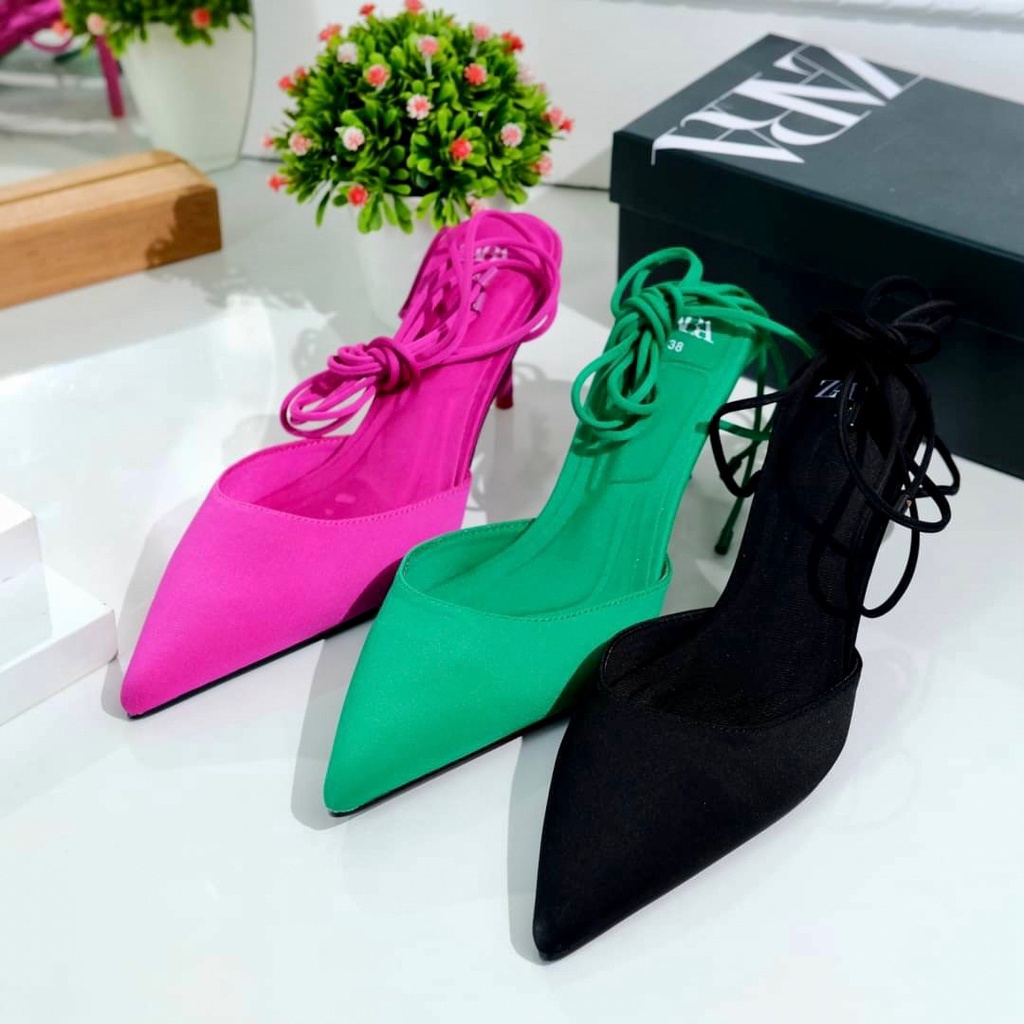 [7.7 Boombastis Sale⚡] - SEPATU PESTA WANITA ZS478 SATIN HEELS PREMIUM IMPORT