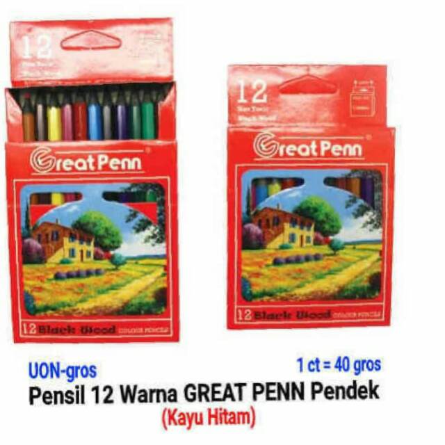 

Pensil warna Klir Kayu 12 warna ukuran pendek