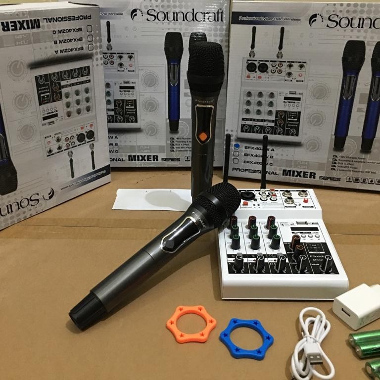 mixersoundcraft 4ch plus mic wireless soundcraf efx -402