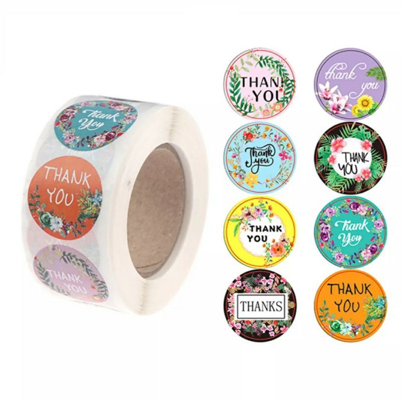 

25 Pcs Stiker Label " Thank You " Bunga