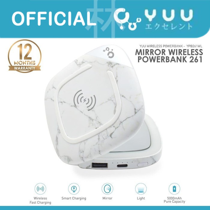 Yuu YPB261WL 5000mAh Wireless Charging &amp; Mirror With Lamp Powerbank