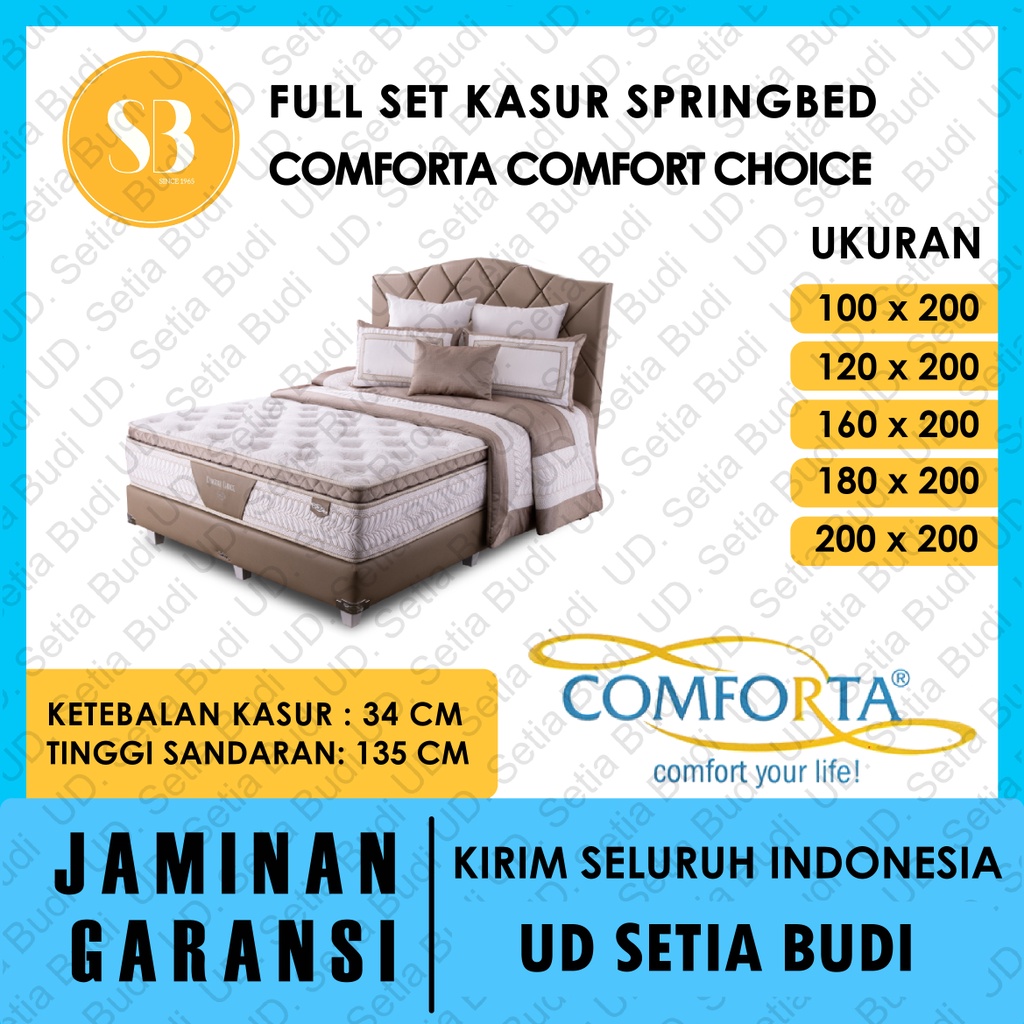 Full Set Kasur Comforta Springbed Comfort Choice 200x200 180x200 160x200 120x200 100x200