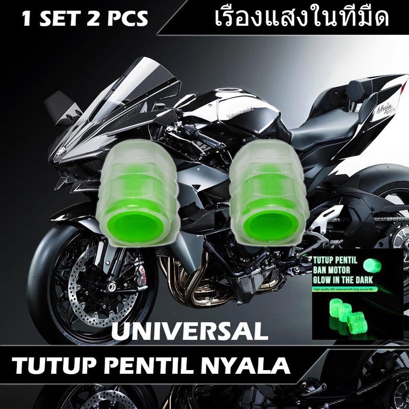 Tutup pentil nyala tutup pentil ban motor mobil GLOW IN THE DARK UNIVERSAL