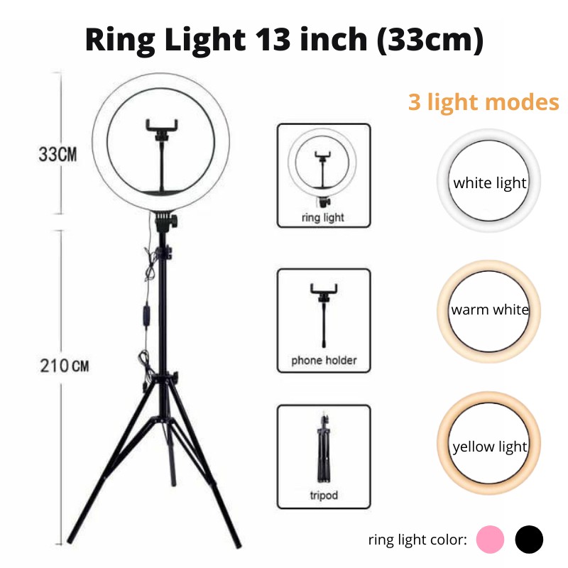 [COD] LED Ring Light 10 inch 13 inch with Tripod 2,1M for selfie video live - vlogger 26cm 33cm