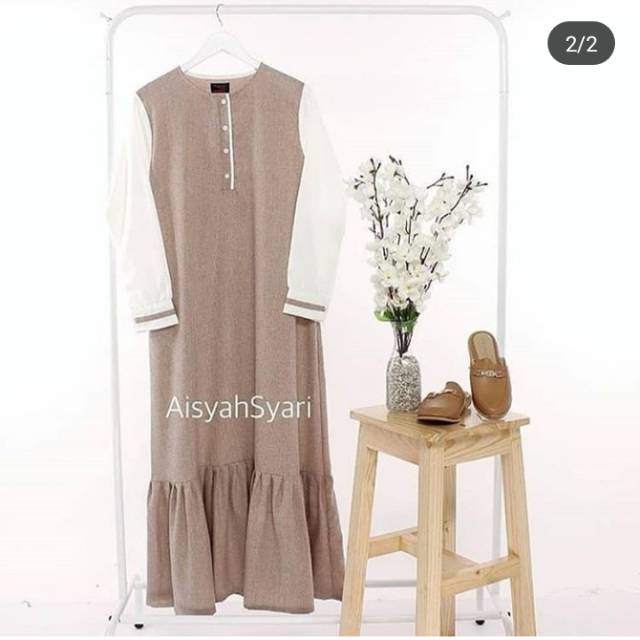 Aisyah dress moka / gamis lucu / gamis terbaru / gamis wanita