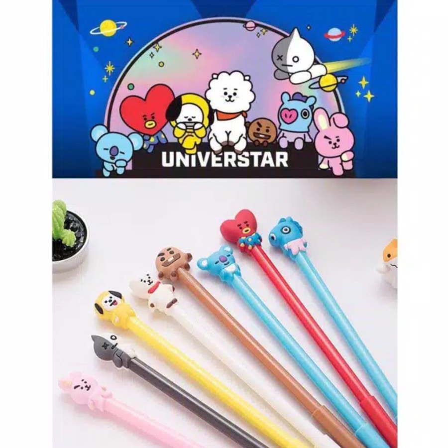 

Pen / pulpen / bolpen balpoint kpop BTS BT21 karakter bangtan fancy gel pena cair - ballpoin