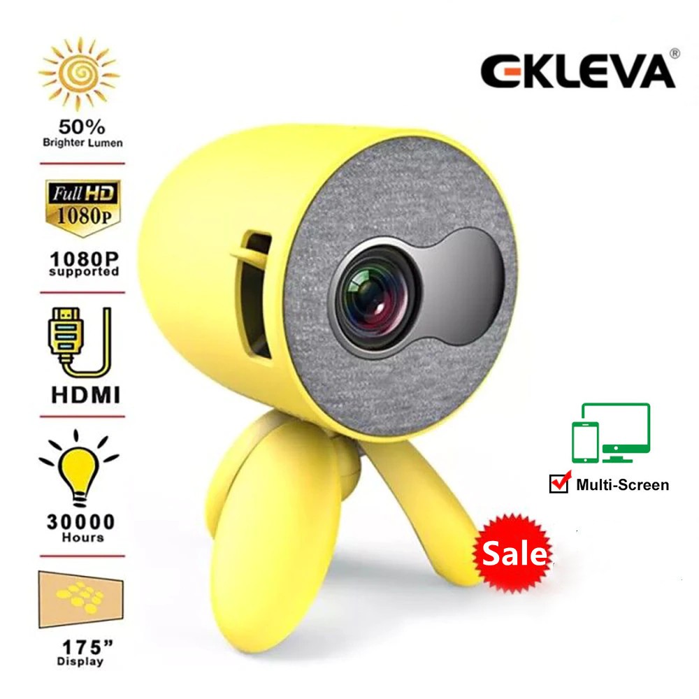 Ekleva YG220 Mini Portable Projector 1080P Mobile Phone Connect Murah Layar proyektor 60 inci gratis
