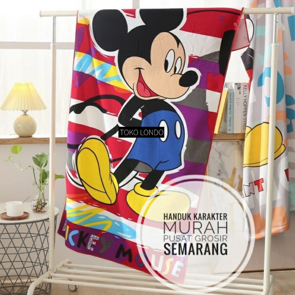 Handuk Karakter anak uk70x140cm ANNA PREMIUM Fro-zen Drae-mon Miki Tho-mas Poni Stit-ch Super-man MURAH-Miki Mous