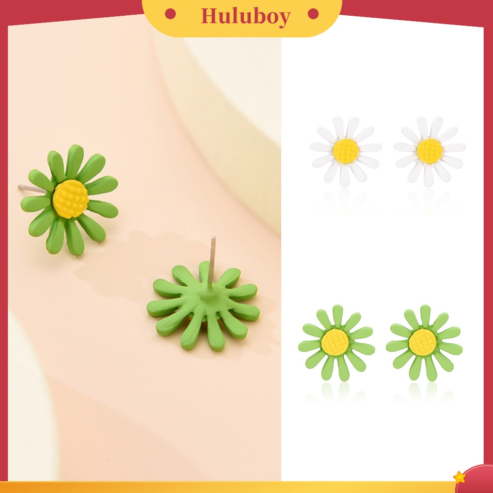 Hu Hu Hu Hu Hu Alat Bantu Pasang Kacamata♡ Anting Tusuk Wanita Bahan Resin Desain Marguerite Gaya Elegan Untuk Hadiah