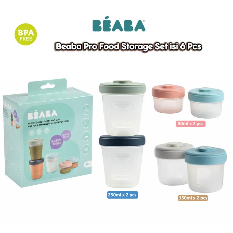 Beaba Pro Food Storage Set / Wadah Makanan Mpasi Bayi - Isi 6 Pcs