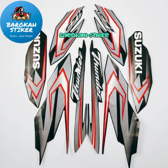 Striping stiker polet motor suzuki thunder 125 hitam 2009 2010 list body motor standar berkualitas t
