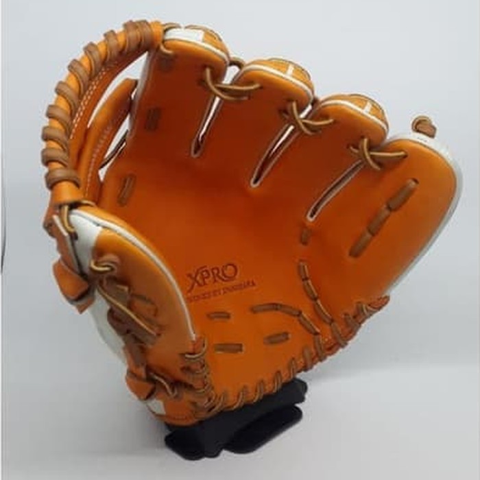 Glove Baseball Softball All Leather IKJ 12 inch White Orange