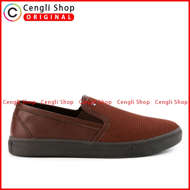 SEPATU SLIP ON KULIT PLAYBOY PRIA ORIGINAL CASUAL SEMI FORMAL COKLAT PL10