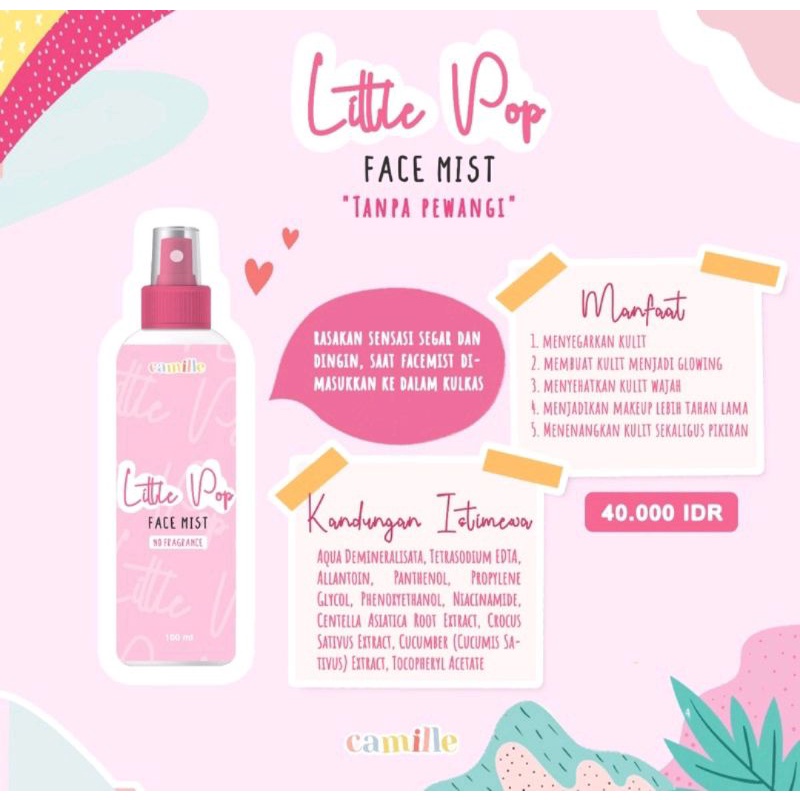 READY  [ORI 100%] COD Little Pop FACE MIST BY CAMILLE/ FACE MISK ORIGINAL BY CAMILLE/ FACE MIST