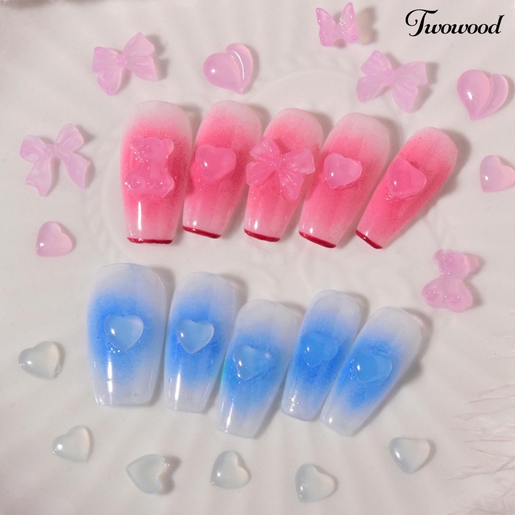 Twowood 50Pcs / Set Ornamen Hati 3D Berubah Warna Untuk Dekorasi Nail Art