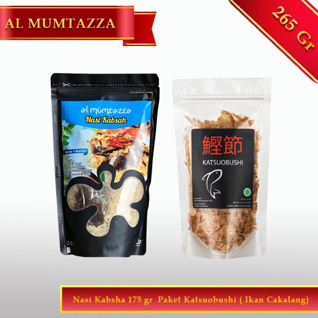 

Al mumtazza Nasi / Beras Timur Tengah Kebuli 175 gr & Katsuobosi 50 gr ( Ikan Cakalan ) Paket Combo