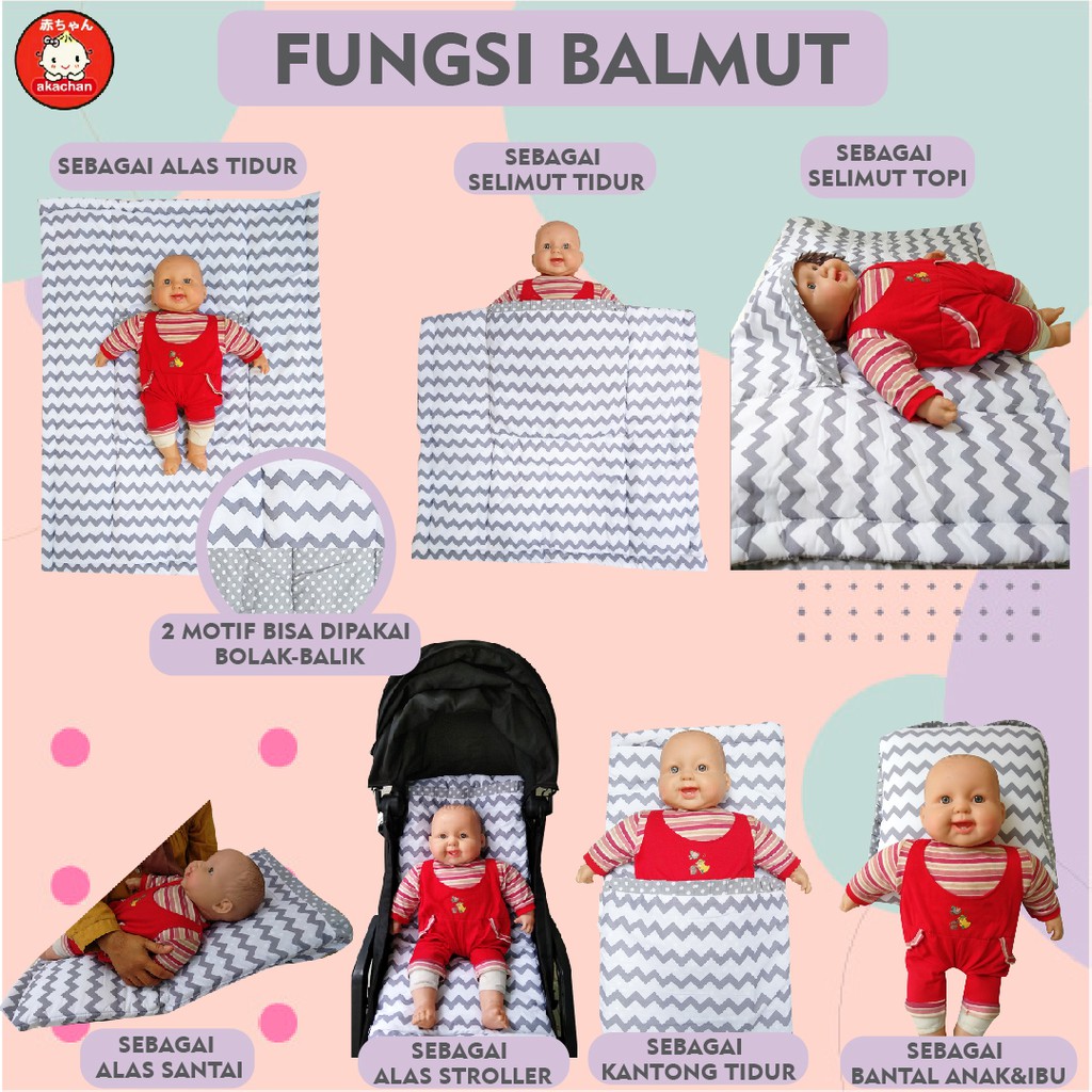 Selimut Bayi 7 FUNGSI - BALMUT Bedcover Bayi Multifungsi Bantal Selimut Alas Stroller Bermain Bed Cover balmut bc akachan