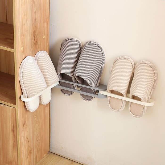 BAROKAH GAMIS Rak Sepatu Tempel Dinding 3in1 Rack slipper sendal handuk anak kost