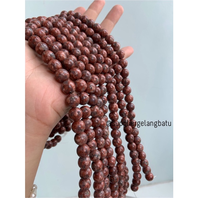 bahan red jasper 10mm natural batu alam akik gloss bahan gelang kalung