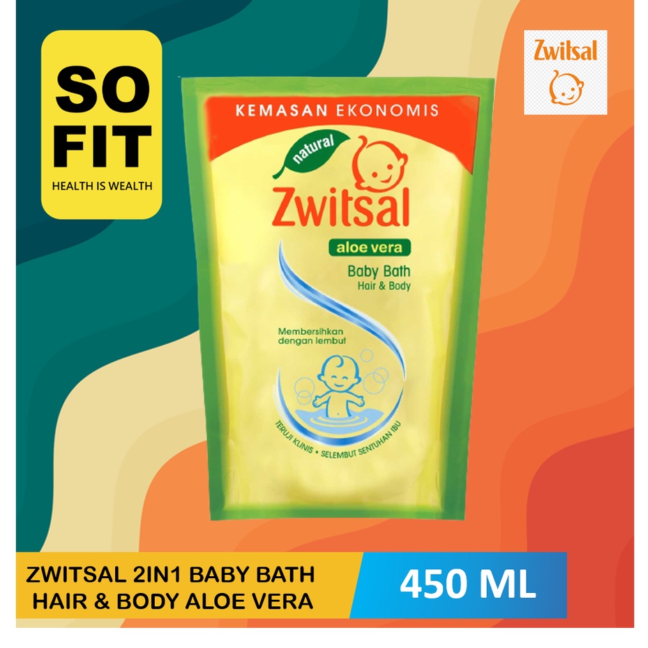 Zwitsal Baby Bath Hair And Body Sabun Mandi Bayi Natural Aloe Vera 2 In 1 450ml