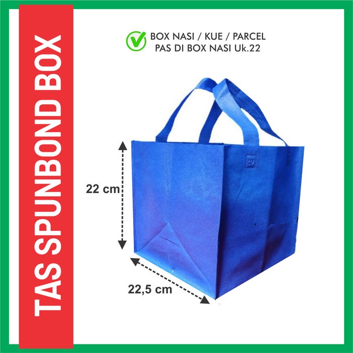 

TERBARU tas spunbond box 22x22 Tas Kain Kotak Nasi tas kue - polos - Merah