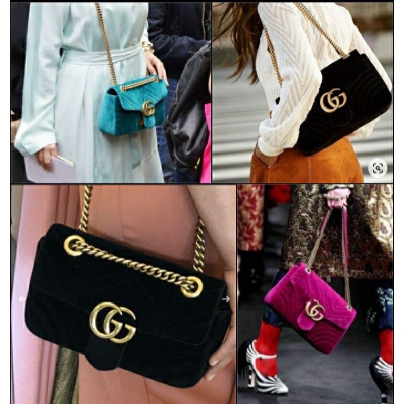 Tas gucci Marmont velvet / Tas GC Velvet + box