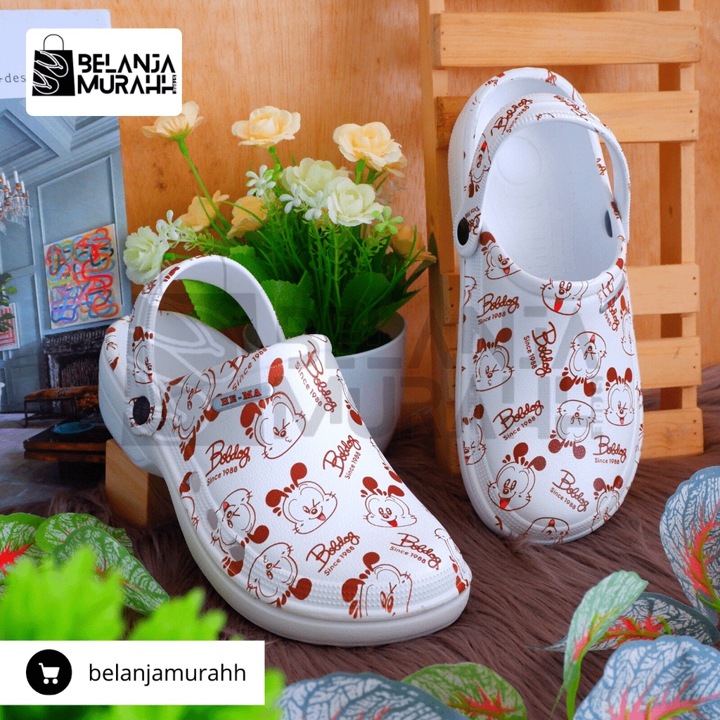 Sandal bakpao Motif Printing Pria/wanita sandal sepatu Crocs Motif Bobdog/Fantasy