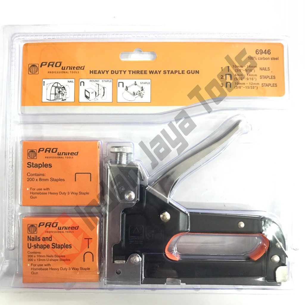 PRO UNITED Staples Gun Tacker 3 in 1 - Staple Jok Tembak Hekter 3 Way