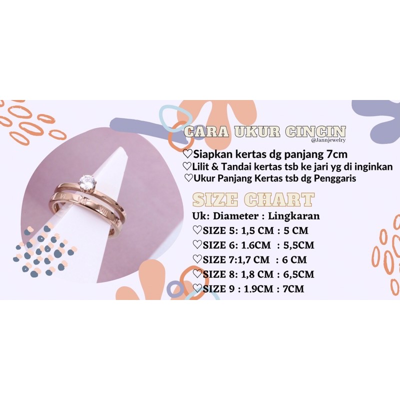 Cincin Titanium  Berlian Full Permata Fashion Korea Stylish Anti Karat &amp; Alergi