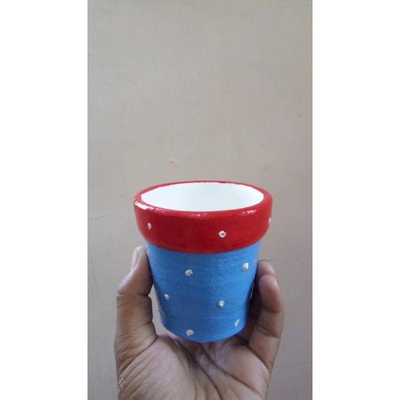 POT GERABAH LUKIS D8 | TERACOTA | TANAH LIAT | POT KAKTUS SUKULEN | POT TANAMAN