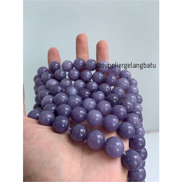 batu purple krisopras 14mm natural ungu perhiasan bahan gelang kalung anting strap mask kerajinan tangan craft citayam fashion week etink vintage elegan bali manik crystal perhiasan