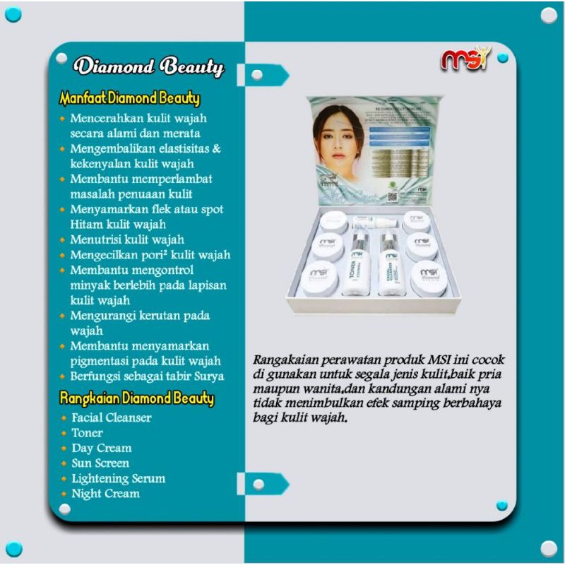 MSI DIAMOND BEAUTY (harga 1 paket) FREE MEMBER